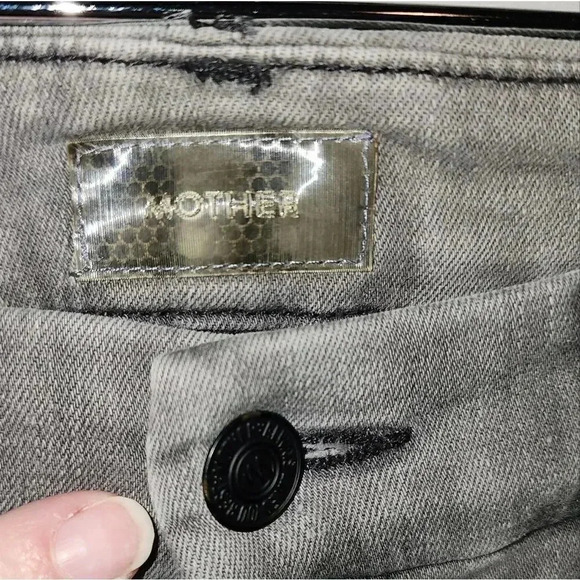 MOTHER Looker Ankle Fray Skinny Stretch Gray Denim Jeans Distressed 25 or 26 - Picture 5 of 11